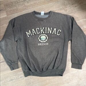 Vintage Mackinac Bridge Gray Sweatshirt Crewneck